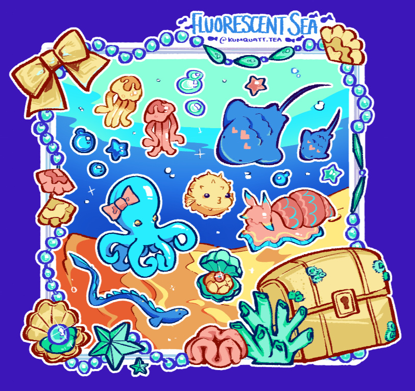 2026 | Fluorescent Sea Sticker Sheet 2026 | Fluorescent Sea Sticker Sheet