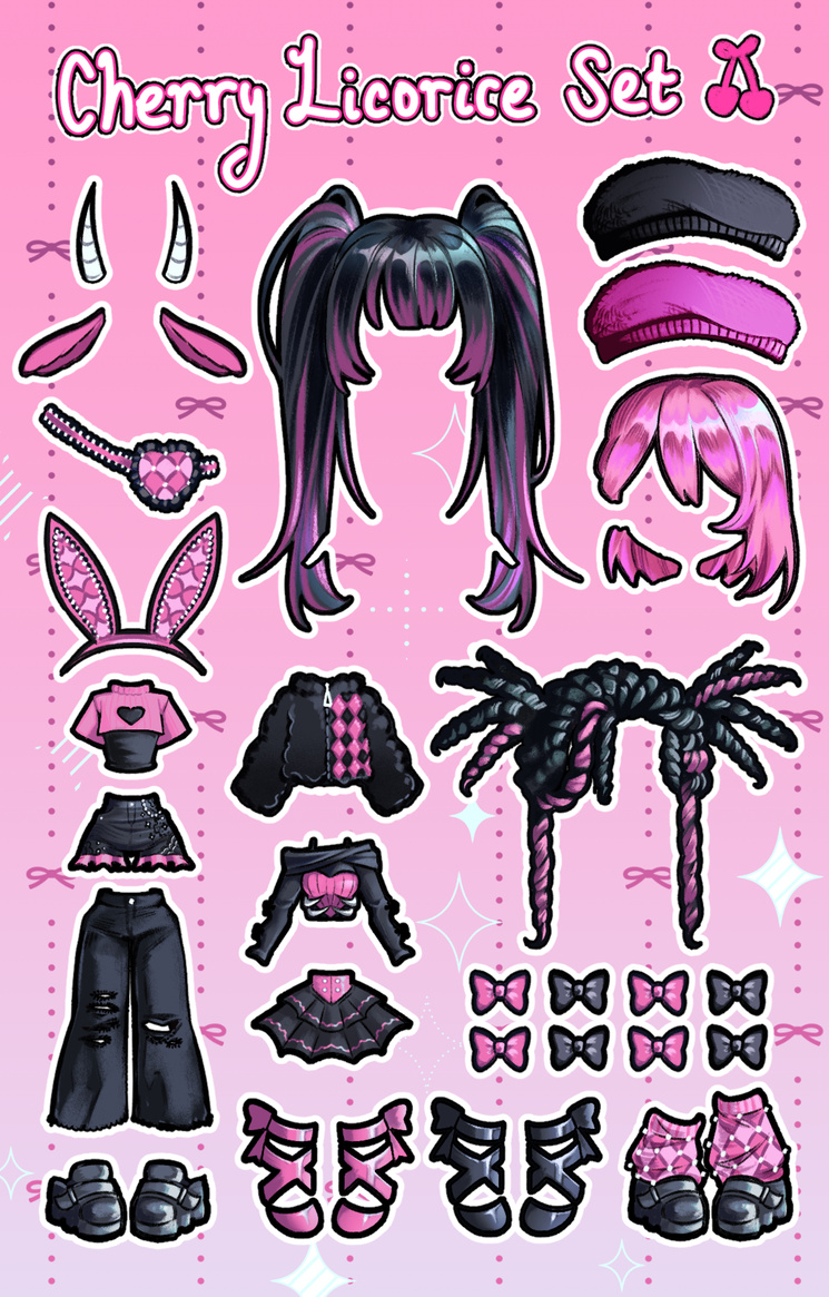 2025 | Sticker Doll Cherry Licorice Set 2025 | Sticker Doll Cherry Licorice Set